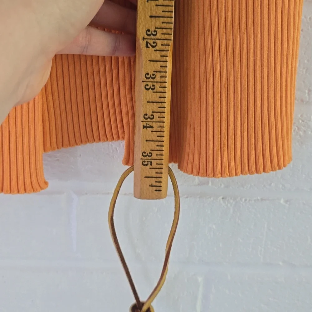 JONATHAN SIMKHAI Orange Sade Rib Knit Midi Skirt Size L - Picture 7 of 7